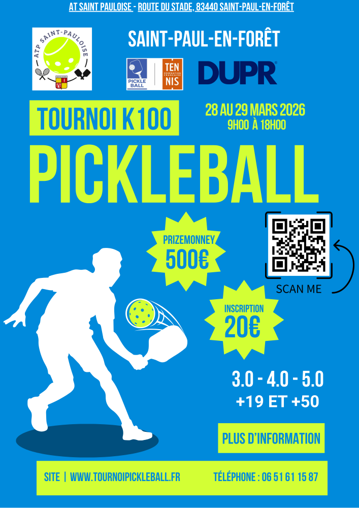 Tournoi pickleball K100 - Saint-Paul-en-Forêt